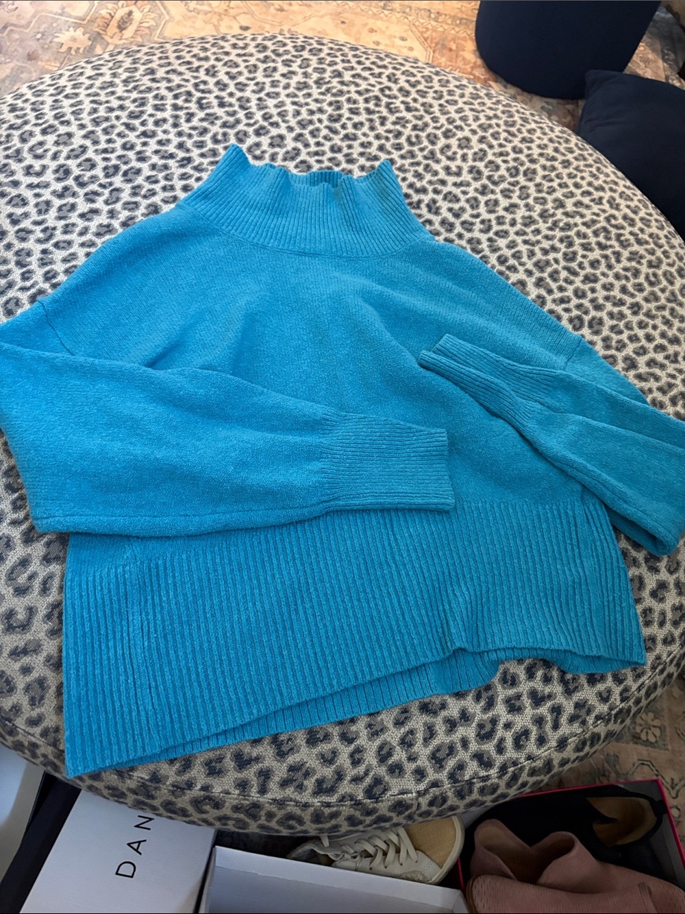 Bright Turquoise Women's Funnel Neck Sweater